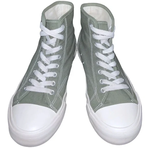 Khaki Green Canvas Lace up High-top Trainer Sneakers Sz US 7.5 EUR 40 Me… - Picture 8 of 10